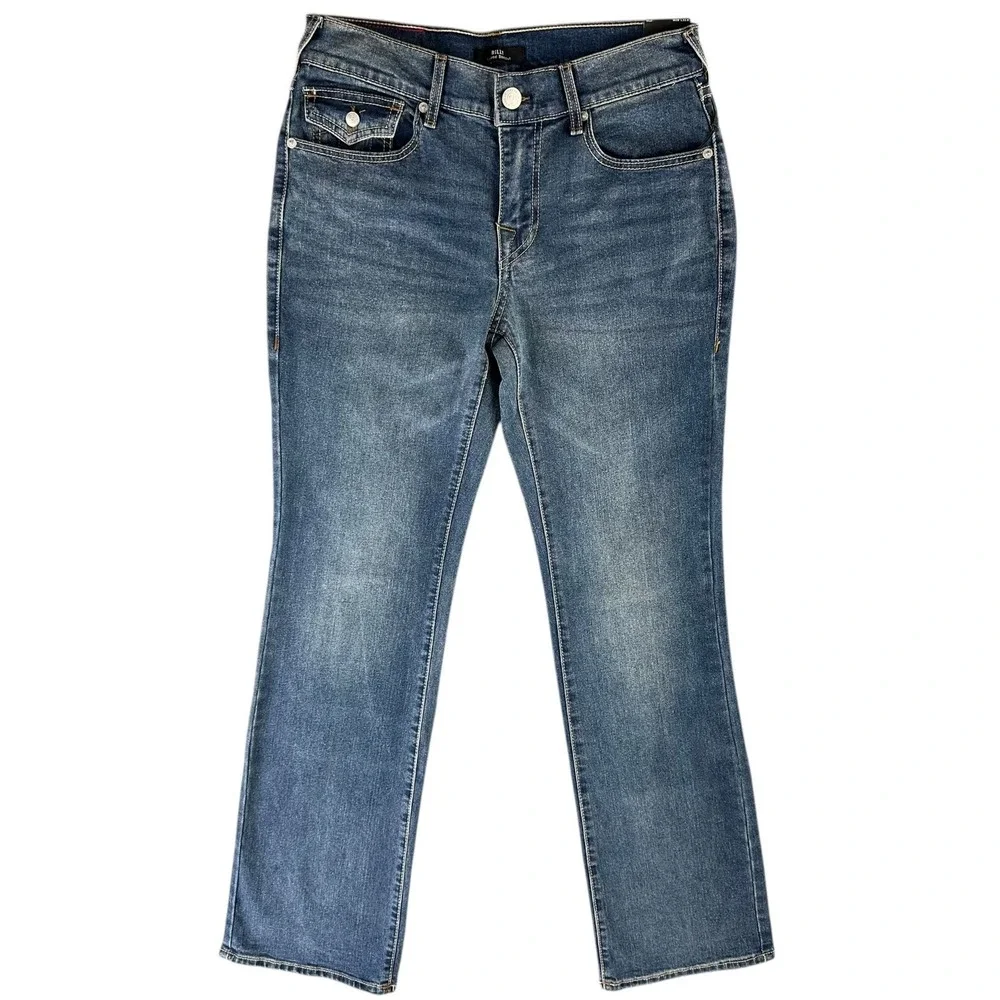 True Religion Billy Flap Bootcut Jeans Mens 29x33.5 Blue Relaxed Denim NEW